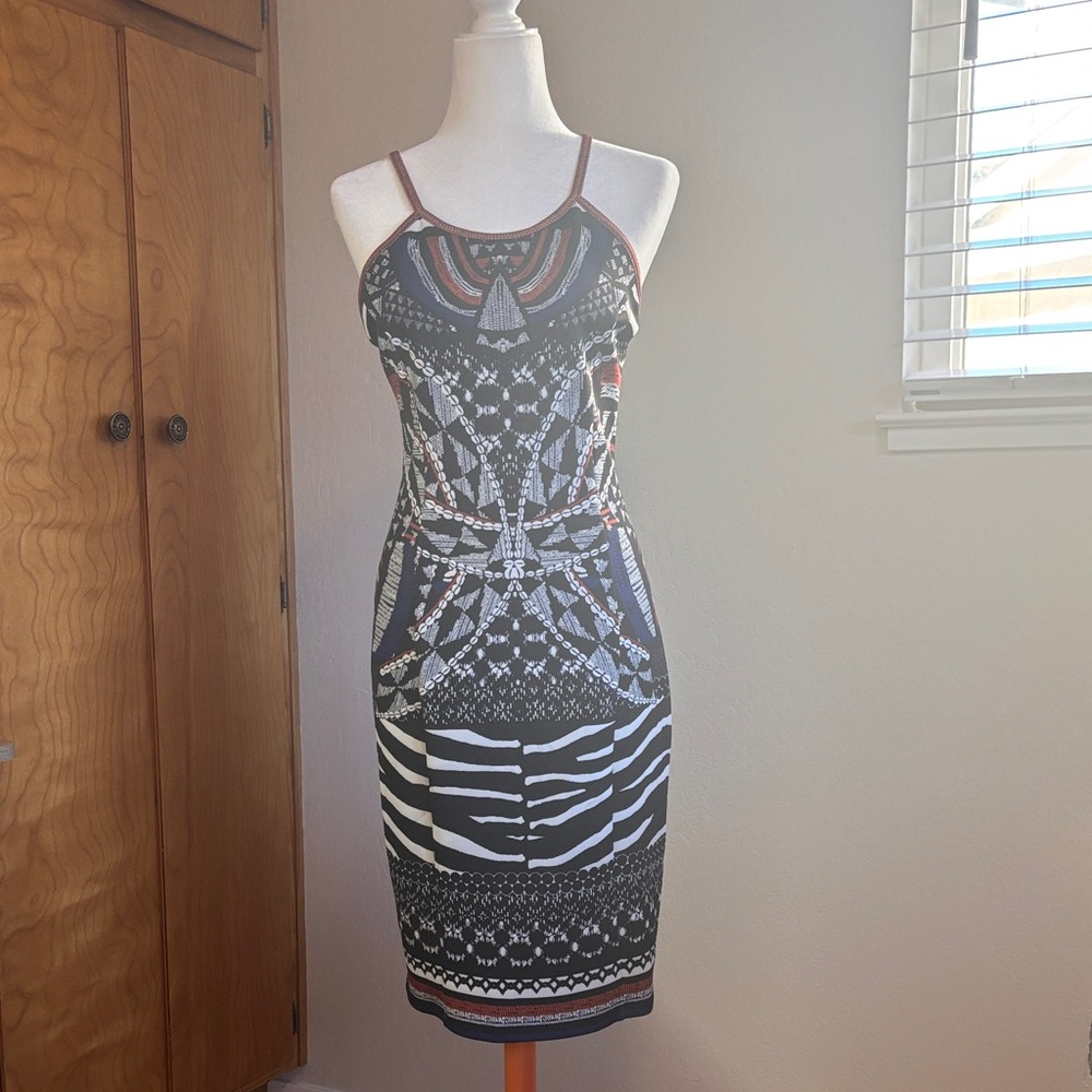 Hale Bob Spaghetti Strap Halter scuba dress size L